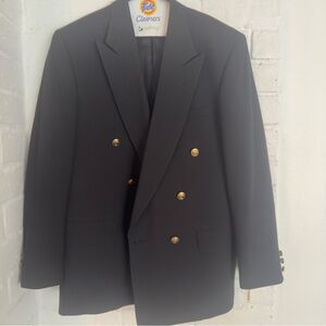 Vintage Perry Ellis Double-Breasted Navy Blazer 40R